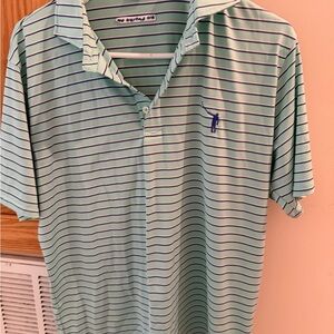 Mint and Navy Striped Polo Shirt